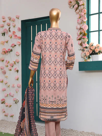 She Style By MTF Digital Printed Embroidered Pima Cotton - Beige