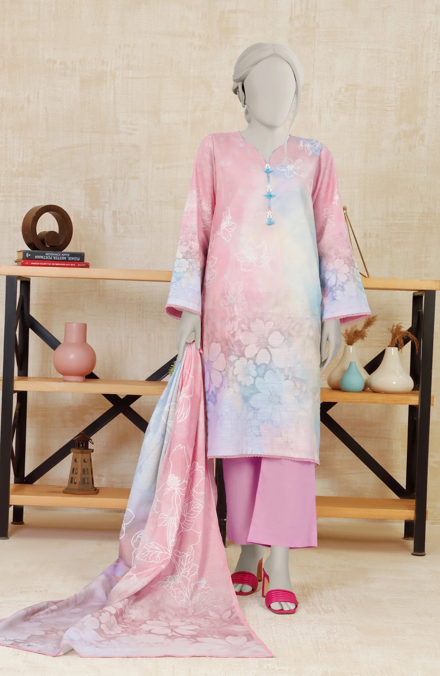 Lavender | Mtj-Tariq Jamil 3pc Unstitched Khaddar Suit