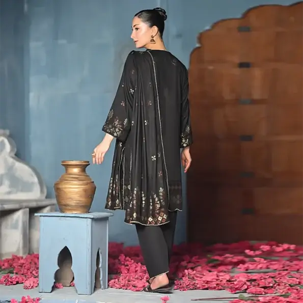 Black | Regalia 3pc Unstitched Jacquard Viscose