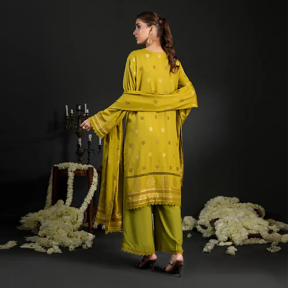 Mehndi Green | Regalia 3pc Unstitched Jacquard Viscose