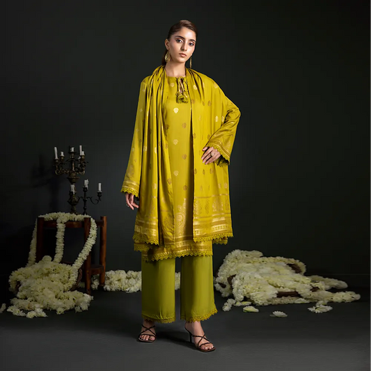 Mehndi Green | Regalia 3pc Unstitched Jacquard Viscose