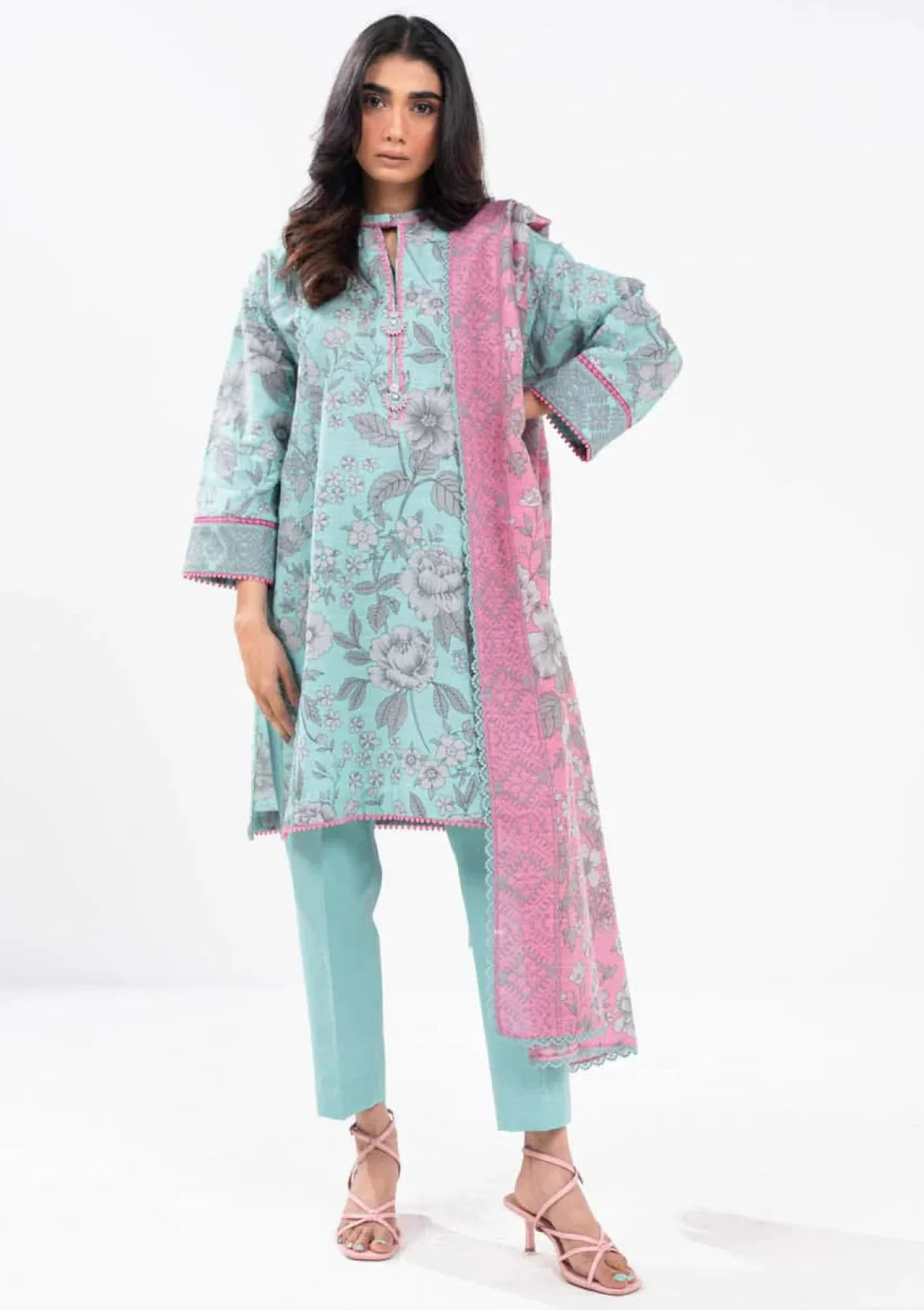 Alkaram 3pc Unstitched Khaddar Suit | Sky Blue