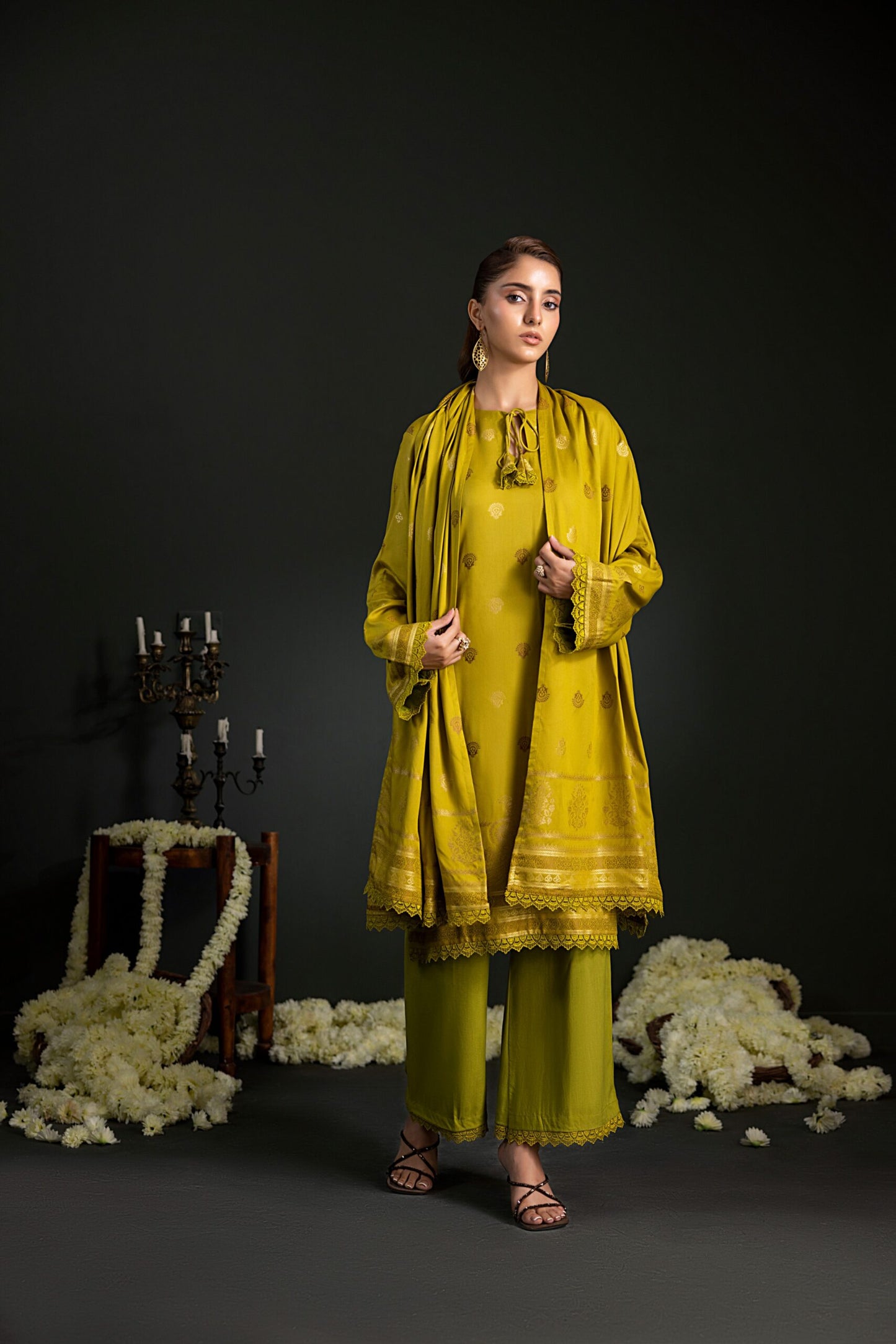 Mehndi Green | Regalia 3pc Unstitched Jacquard Viscose