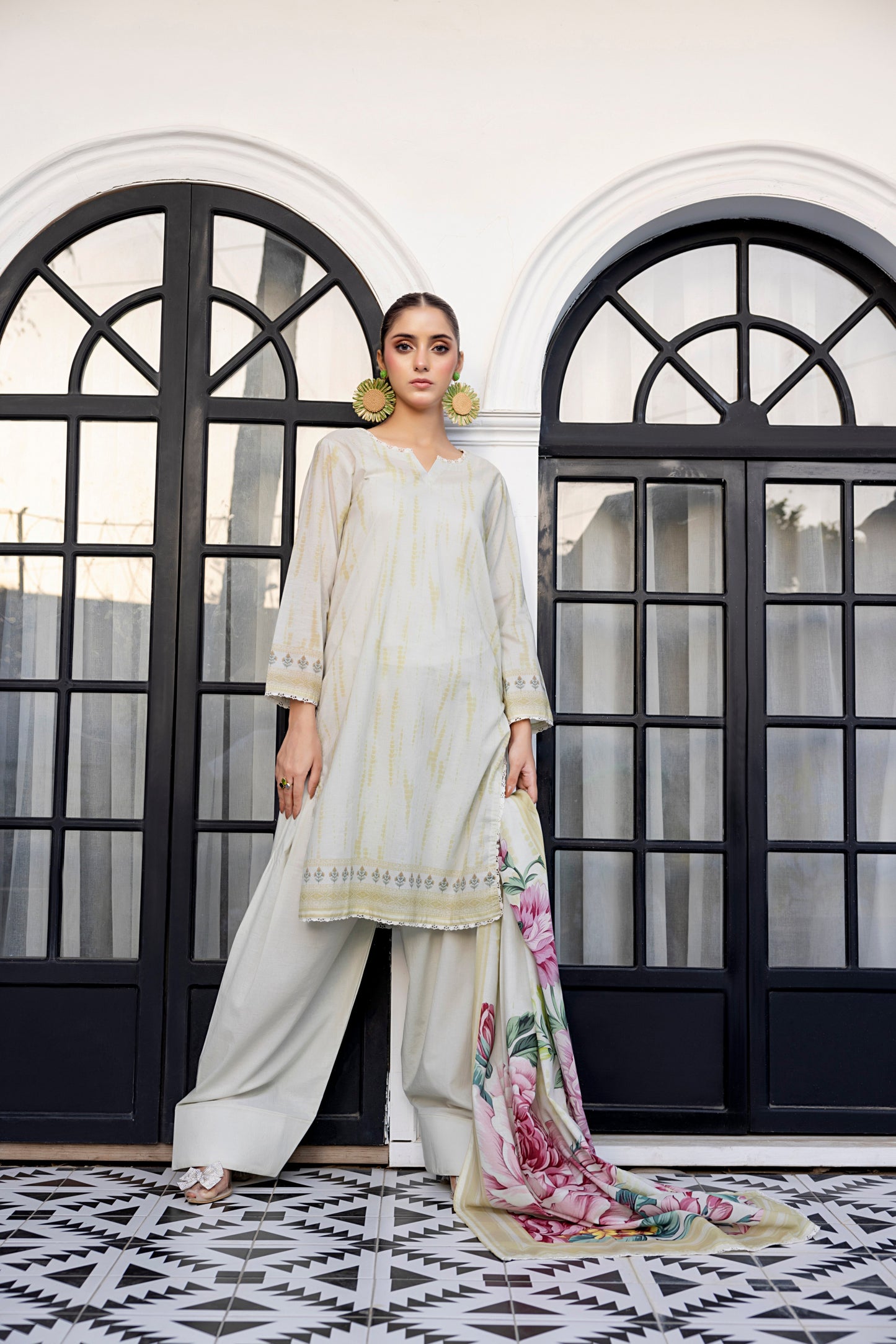 Ash White | Salina 3pc Unstitched Lawn Collection