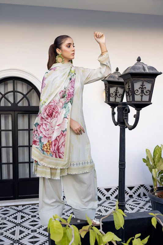 Ash White | Salina 3pc Unstitched Lawn Collection