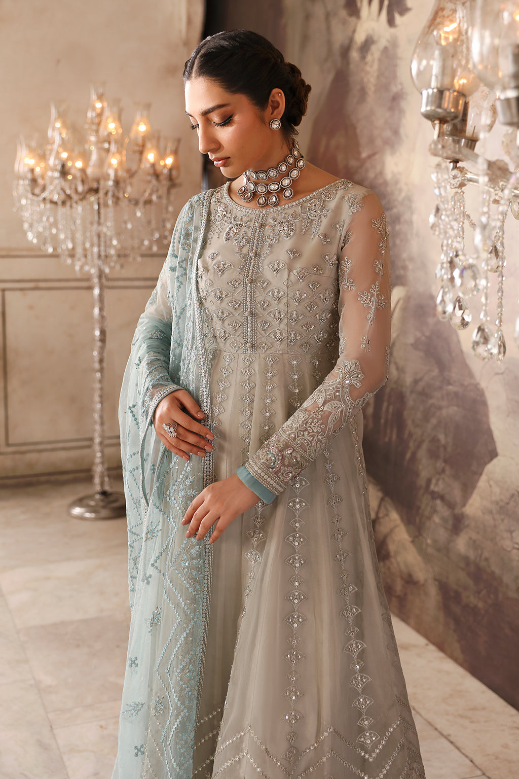 Flossie Organza Embroidered Maxi - Sagea 3- Pc | Replica