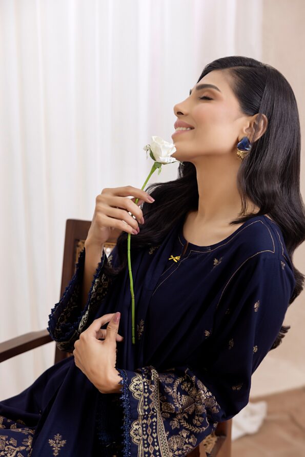 Dark Blue | Regalia 3pc Unstitched Jacquard Viscose