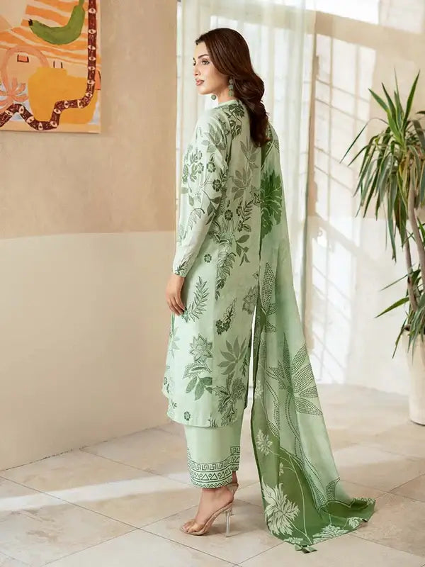 Pearl And Petals by Binaas 3pc Unstitched Bana Dora Lawn Collection – Light Green