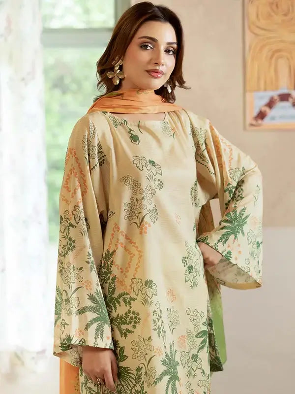 Pearl And Petals by Binaas 3pc Unstitched Bana Dora Lawn Collection – Fawn