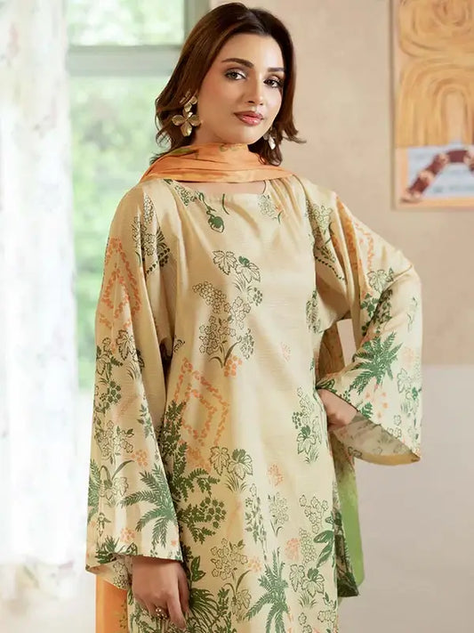 Pearl And Petals by Binaas 3pc Unstitched Bana Dora Lawn Collection – Fawn