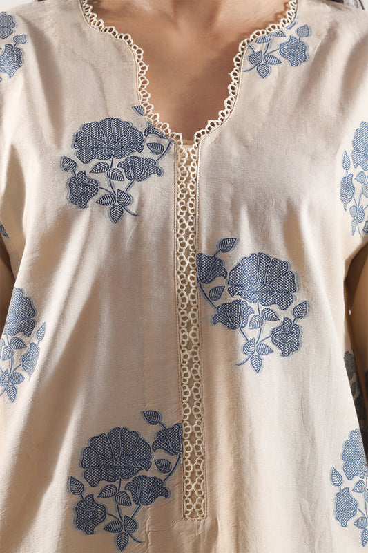 Beige | Saya 3pc Unstitched Cotton Jacquard 3-Piece