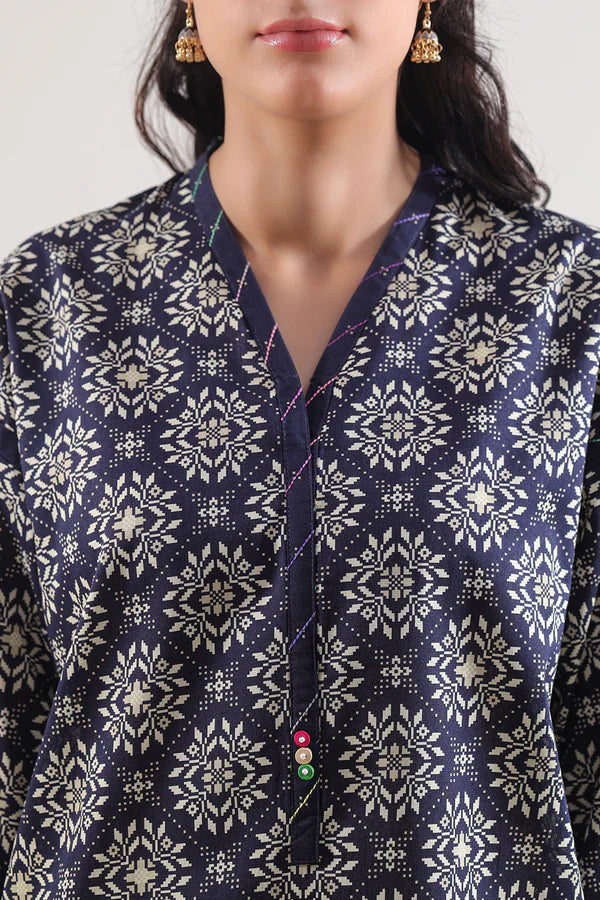 Blue| Saya 2PC Unstitched Lawn Suit