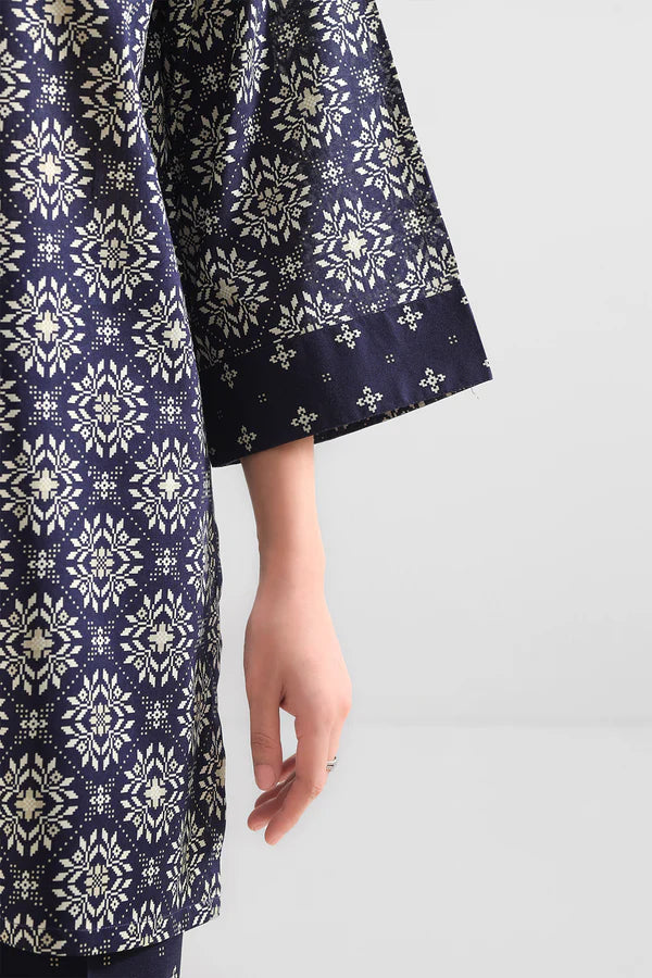 Blue| Saya 2PC Unstitched Lawn Suit