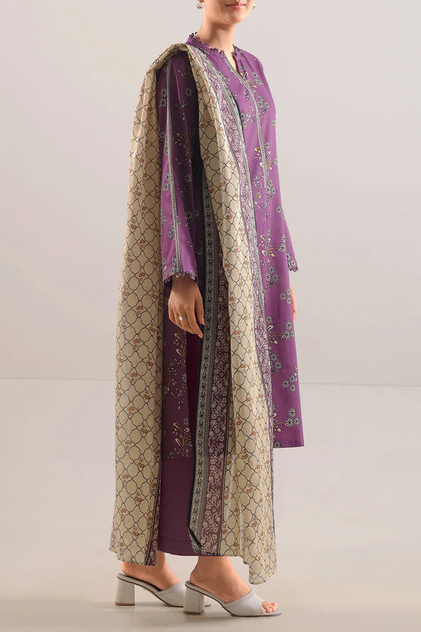 Purple | Saya 3pc Unstitched Lawn Suit