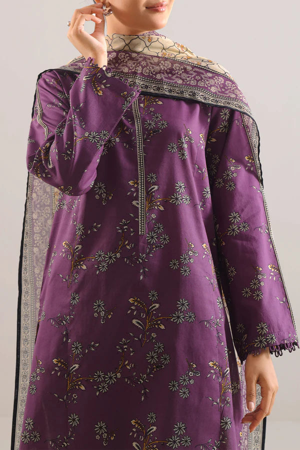 Purple | Saya 3pc Unstitched Lawn Suit