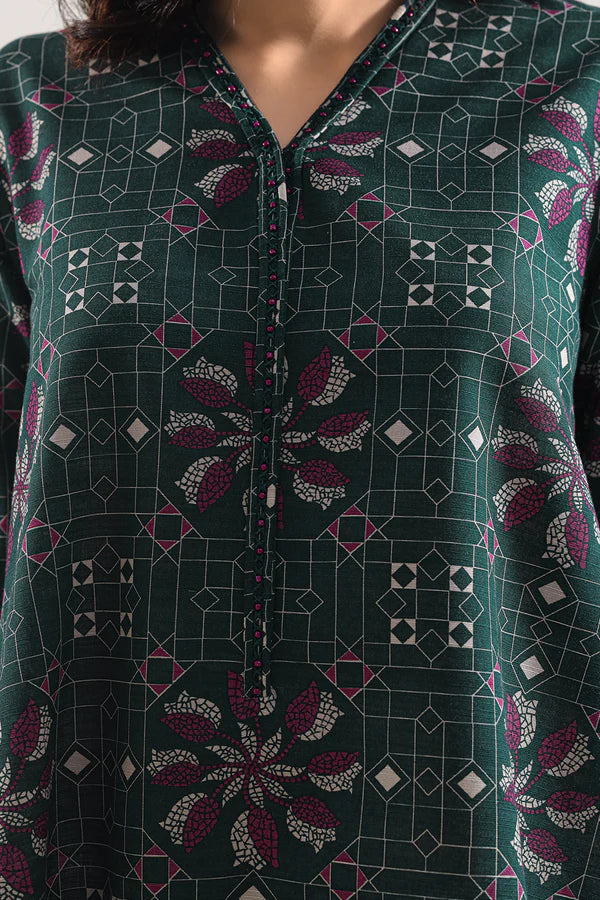 Saya 3pc Unstitched Khaddar Suit | Green