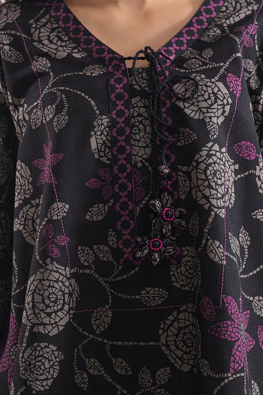 Saya 3pc Unstitched Khaddar Suit | Black