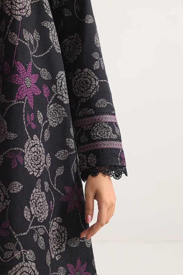 Saya 3pc Unstitched Khaddar Suit | Black