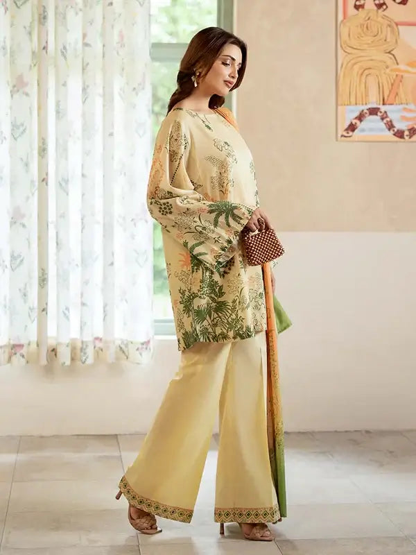 Pearl And Petals by Binaas 3pc Unstitched Bana Dora Lawn Collection – Fawn