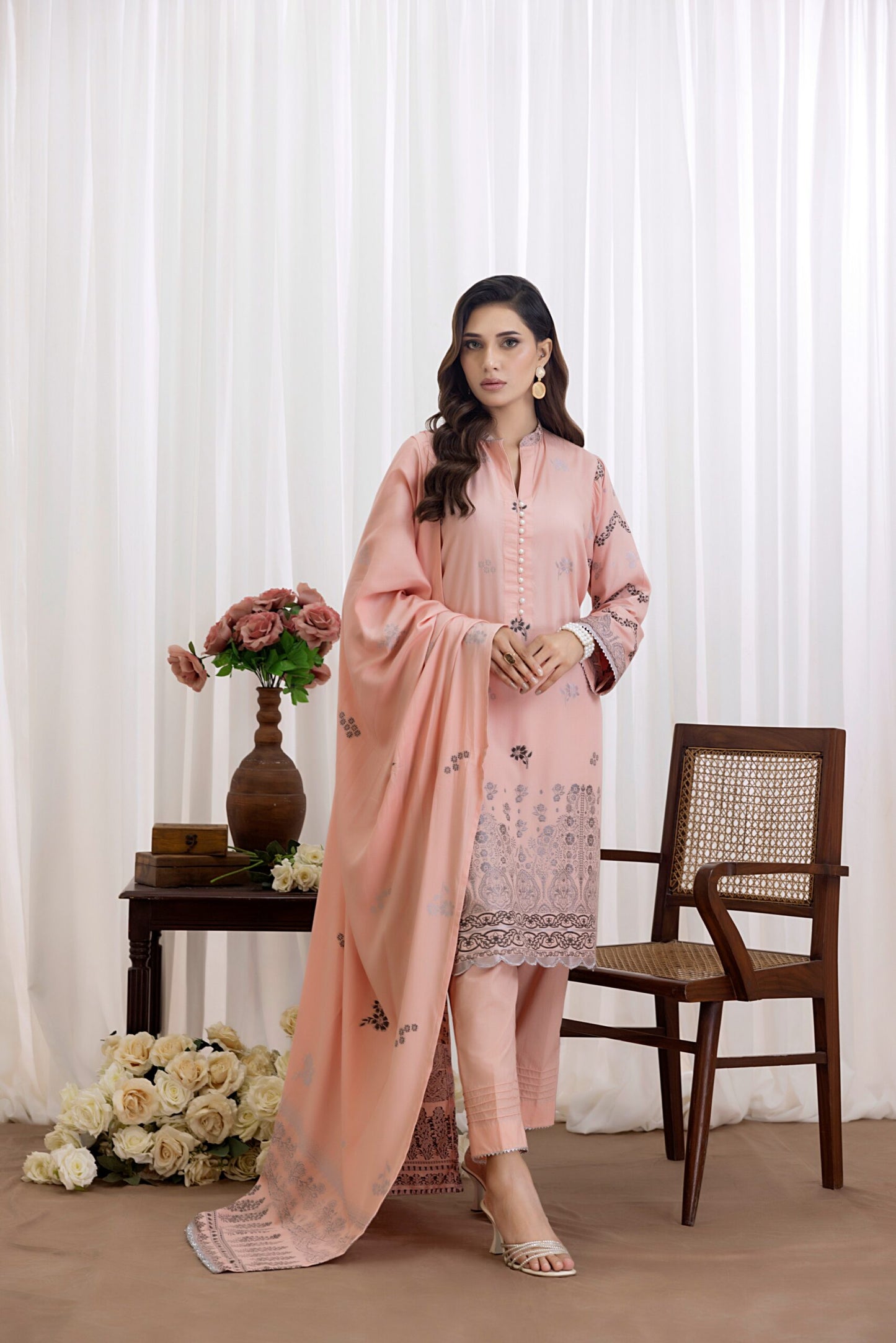 Baby Pink | Regalia 3pc Unstitched Jacquard Viscose