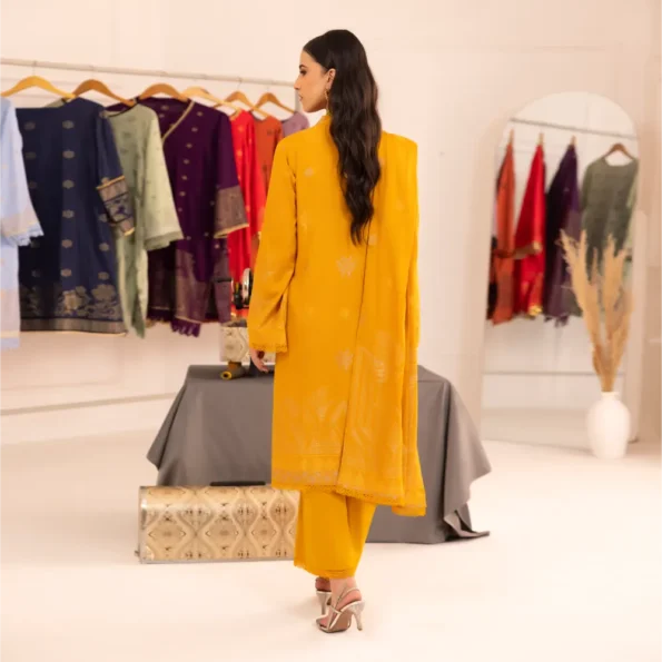 Yellow | Regalia 3pc Unstitched Jacquard Viscose