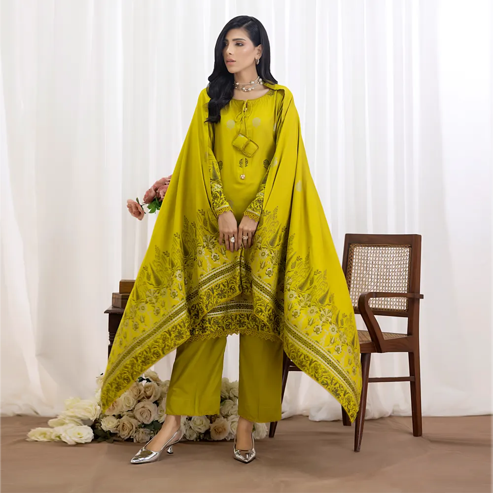 Mehndi Green | Regalia 3pc Unstitched Jacquard Viscose