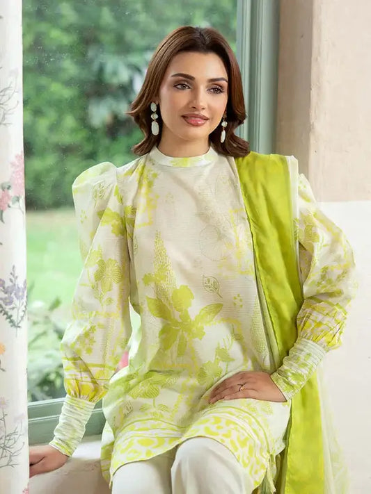 Pearl And Petals by Binaas 3pc Unstitched Bana Dora Lawn Collection – Pistachio