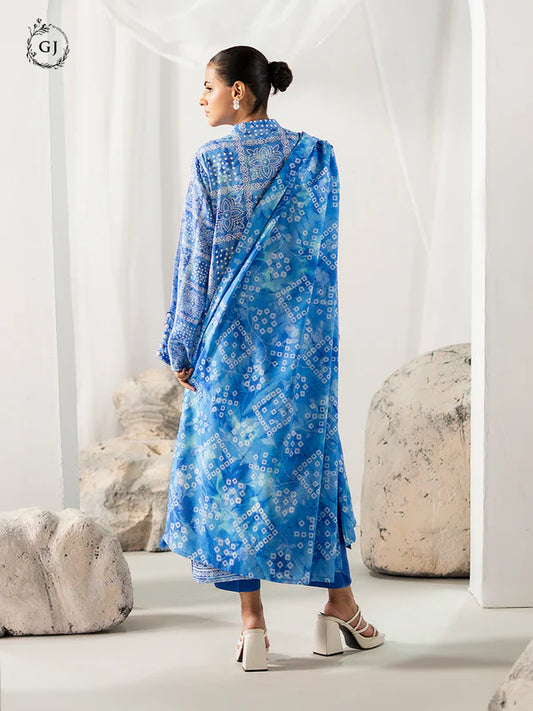 Blue | Chunri by GJ 3pc Unstitched Linen Bana Dora Collection