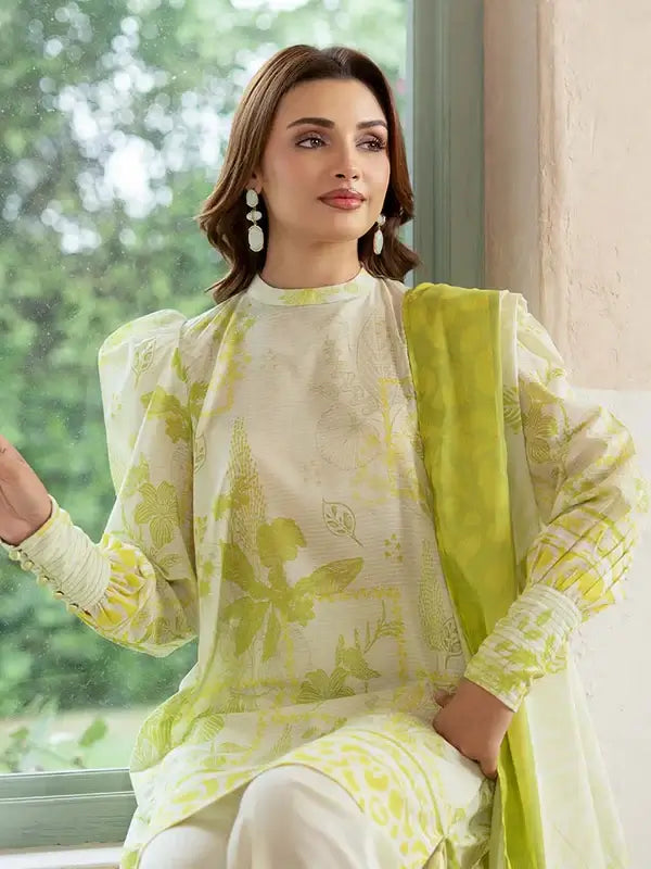 Pearl And Petals by Binaas 3pc Unstitched Bana Dora Lawn Collection – Pistachio