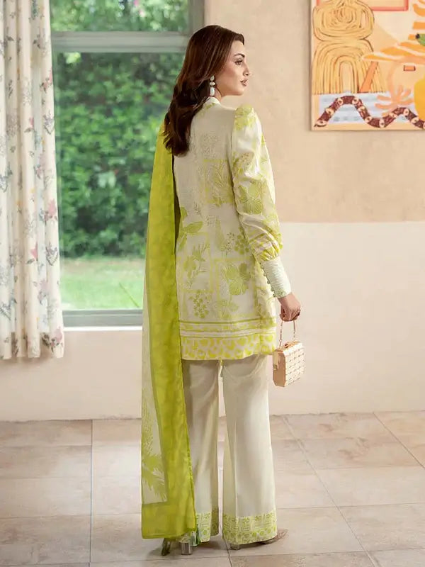 Pearl And Petals by Binaas 3pc Unstitched Bana Dora Lawn Collection – Pistachio