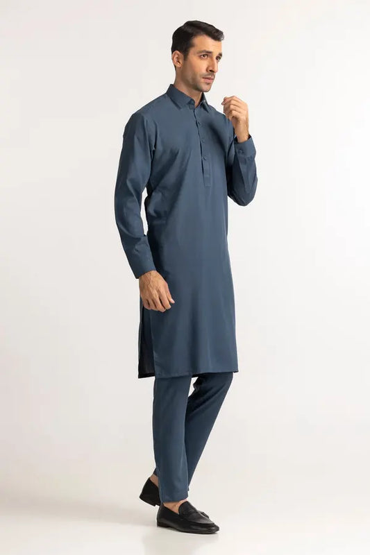 Teal Blue | Nishat Men's Unstitched Wash & Wear