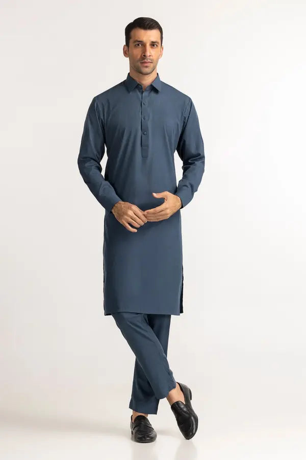 Teal Blue | Nishat Men's Unstitched Wash & Wear