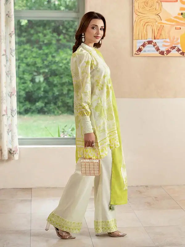 Pearl And Petals by Binaas 3pc Unstitched Bana Dora Lawn Collection – Pistachio