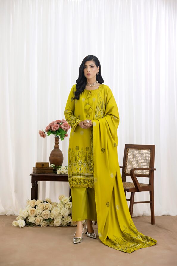 Mehndi Green | Regalia 3pc Unstitched Jacquard Viscose