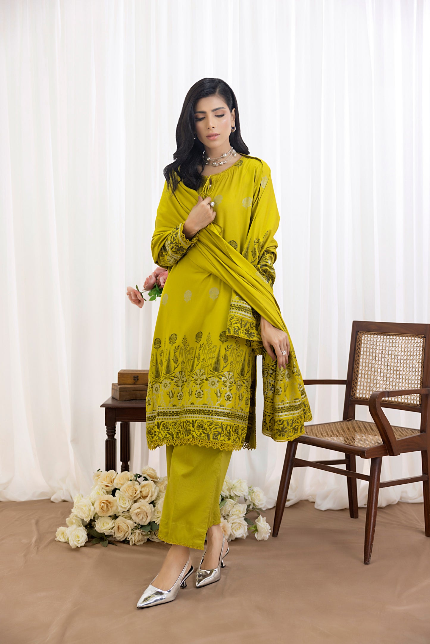 Mehndi Green | Regalia 3pc Unstitched Jacquard Viscose