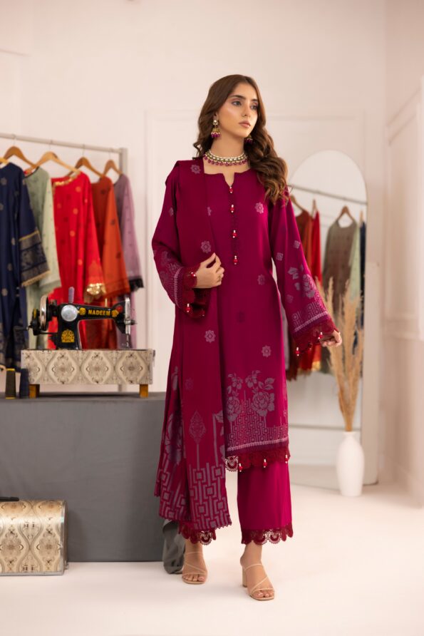 Shocking Pink | Regalia 3pc Unstitched Jacquard Viscose