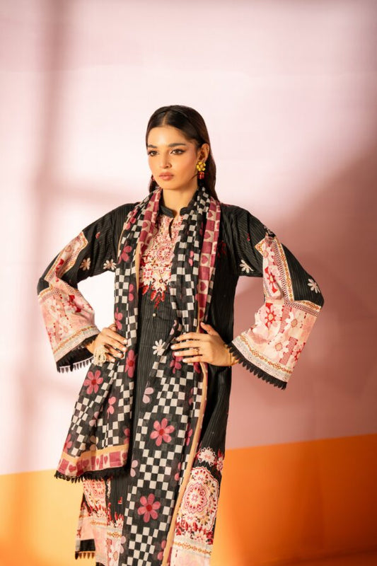 Salina 3pc Unstitched Mid Summer Cotton | Black