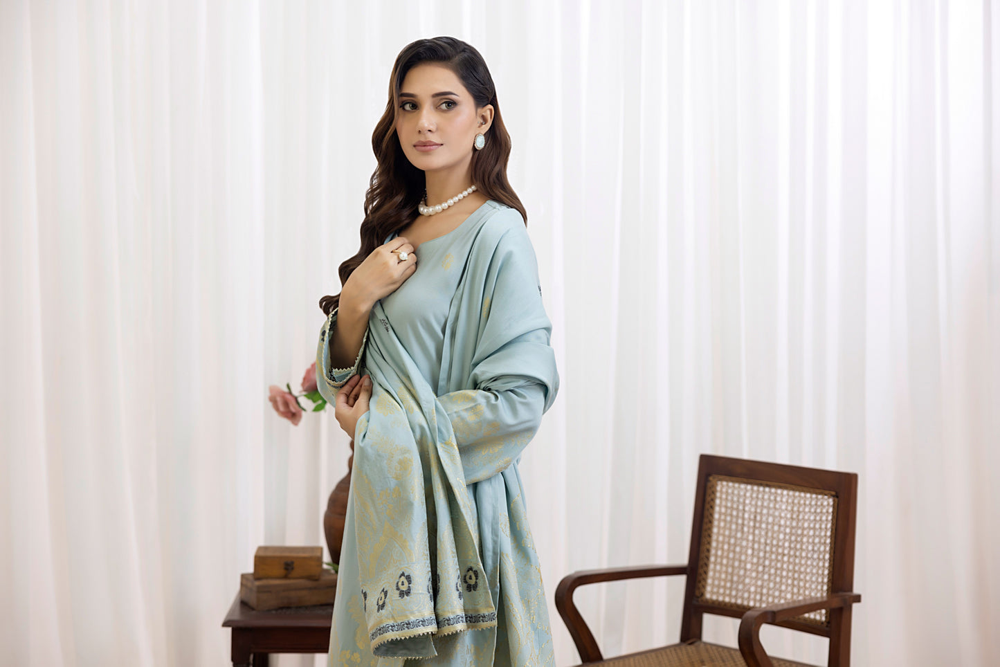 Sea Green | Regalia 3pc Unstitched Jacquard Viscose
