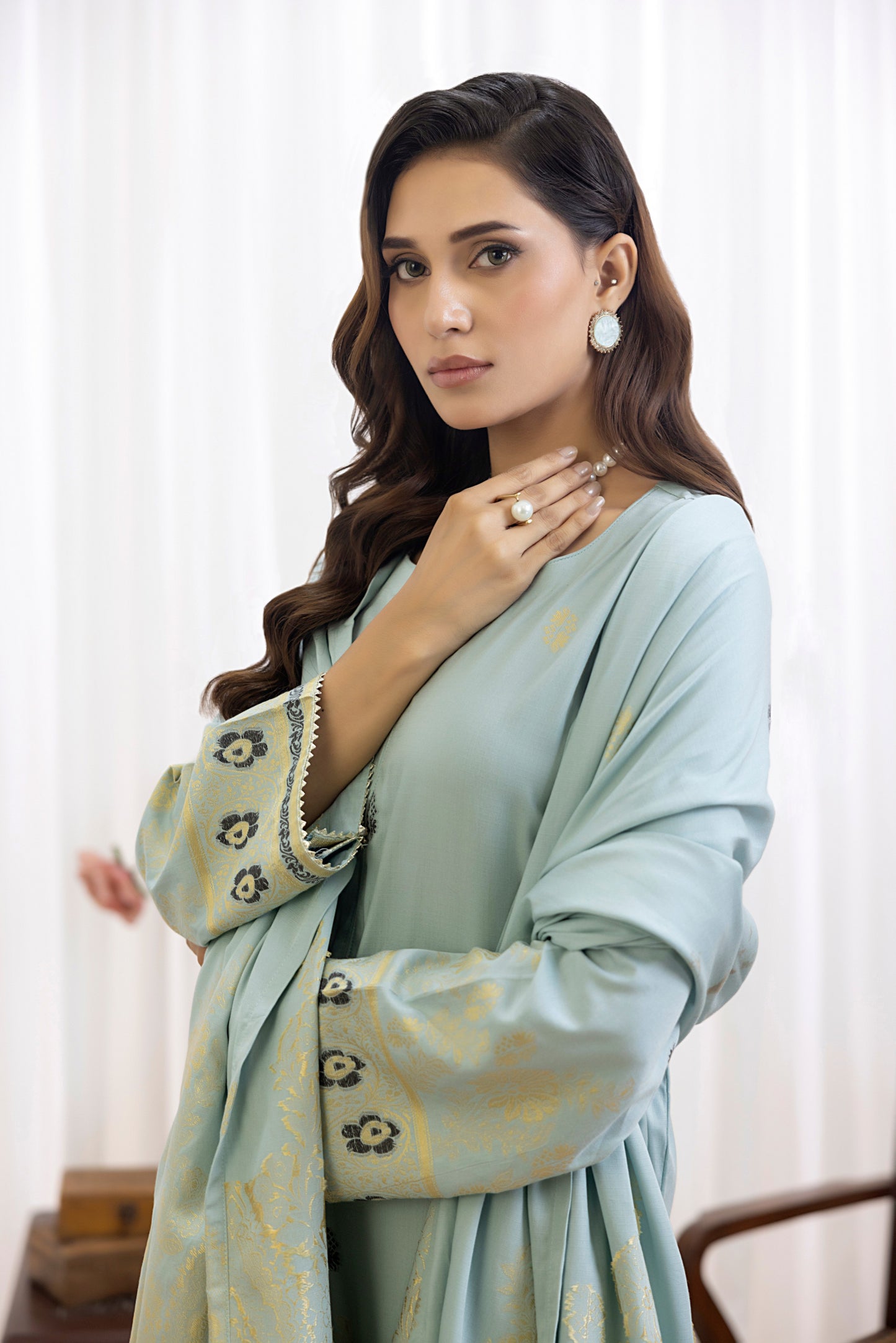 Sea Green | Regalia 3pc Unstitched Jacquard Viscose