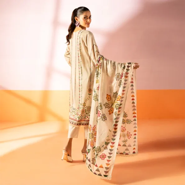 Salina 3pc Unstitched Mid Summer Cotton | Beige