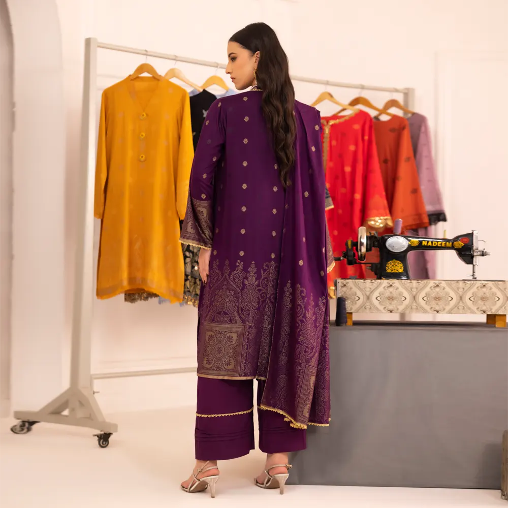 Dark Purple | Regalia 3pc Unstitched Jacquard Viscose