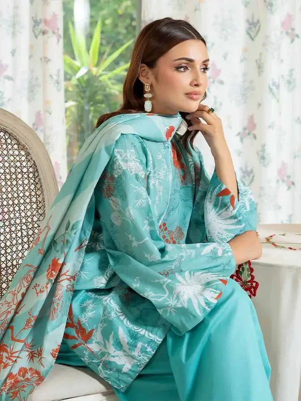Pearl And Petals by Binaas 3pc Unstitched Bana Dora Lawn Collection – Sky Blue