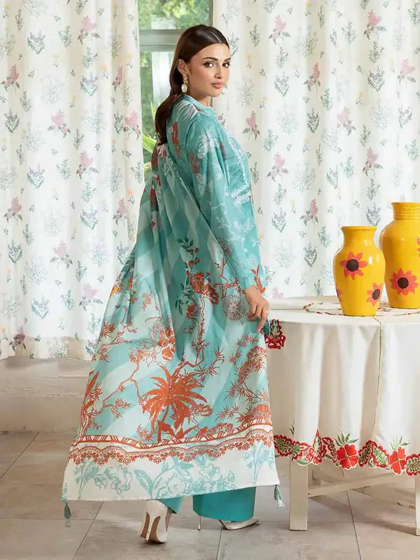 Pearl And Petals by Binaas 3pc Unstitched Bana Dora Lawn Collection – Sky Blue