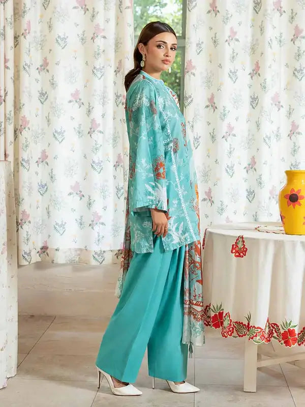 Pearl And Petals by Binaas 3pc Unstitched Bana Dora Lawn Collection – Sky Blue