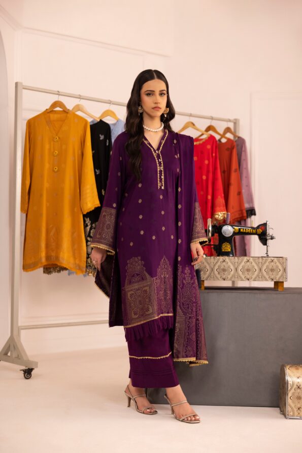 Dark Purple | Regalia 3pc Unstitched Jacquard Viscose