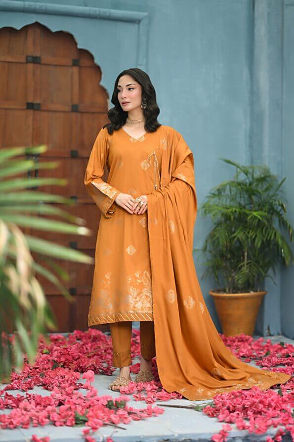Mustard | Regalia 3pc Unstitched Jacquard Viscose