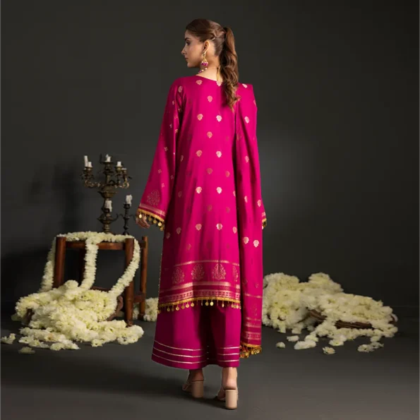 Shocking Pink | Regalia 3pc Unstitched Jacquard Viscose