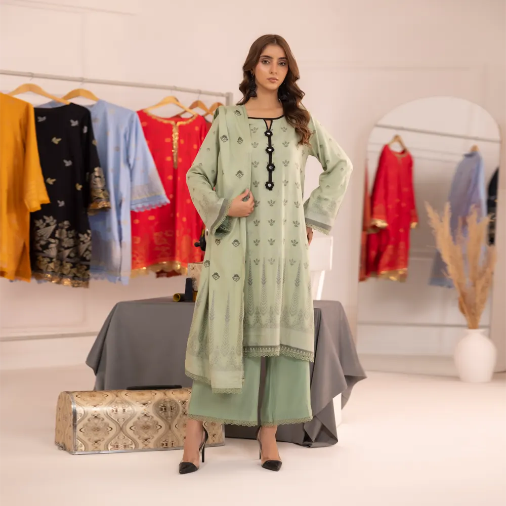 Pista Green | Regalia 3pc Unstitched Jacquard Viscose