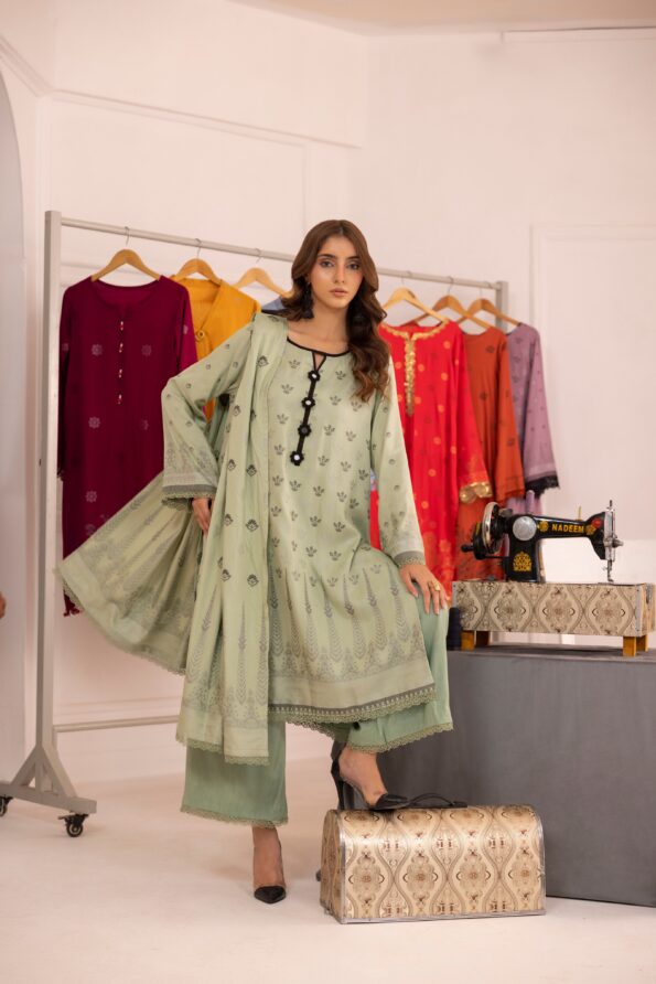 Pista Green | Regalia 3pc Unstitched Jacquard Viscose