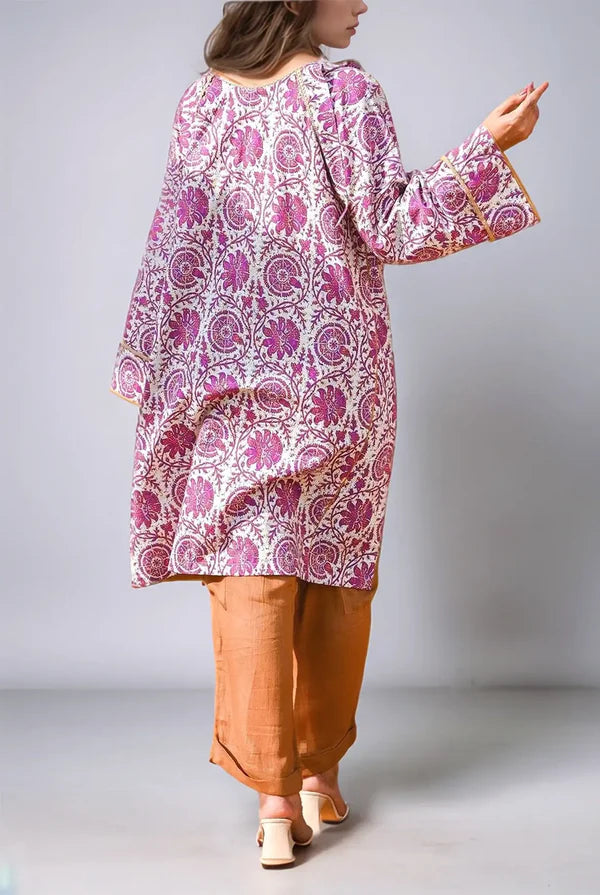 Mizaj 1pc Unstitched Khaddar Shirt | Magenta